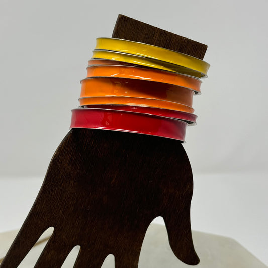 Vibrant Stackable Enamel Bangle Bracelets - Trendy Multicolor Fashion Jewelry Set