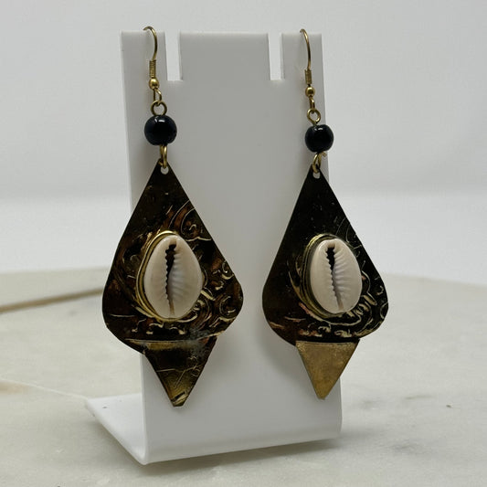 Boho Shell Dangle Metal Statement Earrings