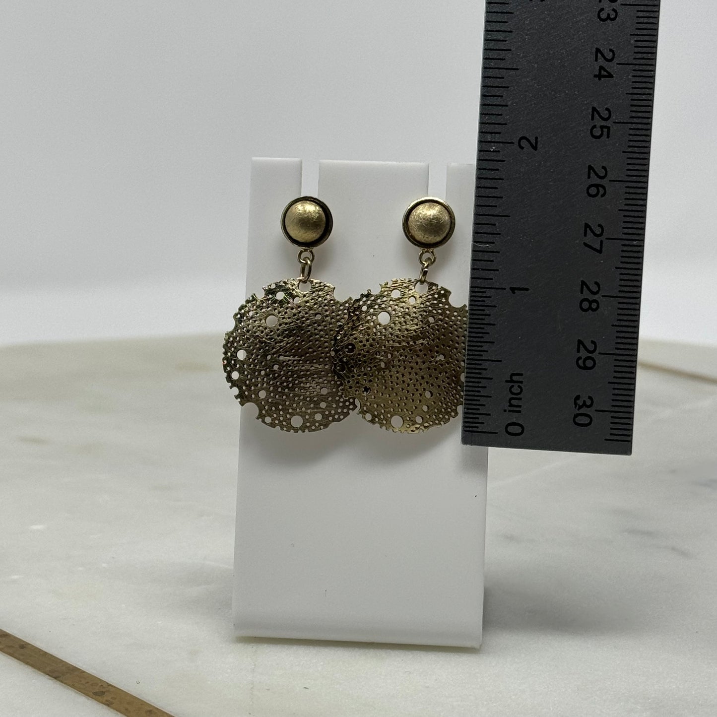 Boho Textured Gold Dangle Post Earrings