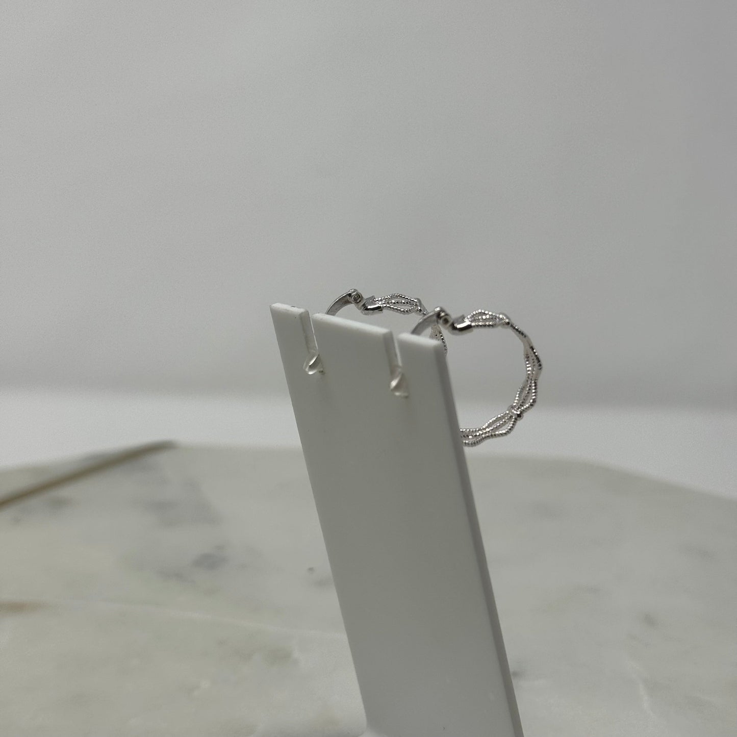New Shiela Rose Silver Sparkle Hoop Stud Earrings
