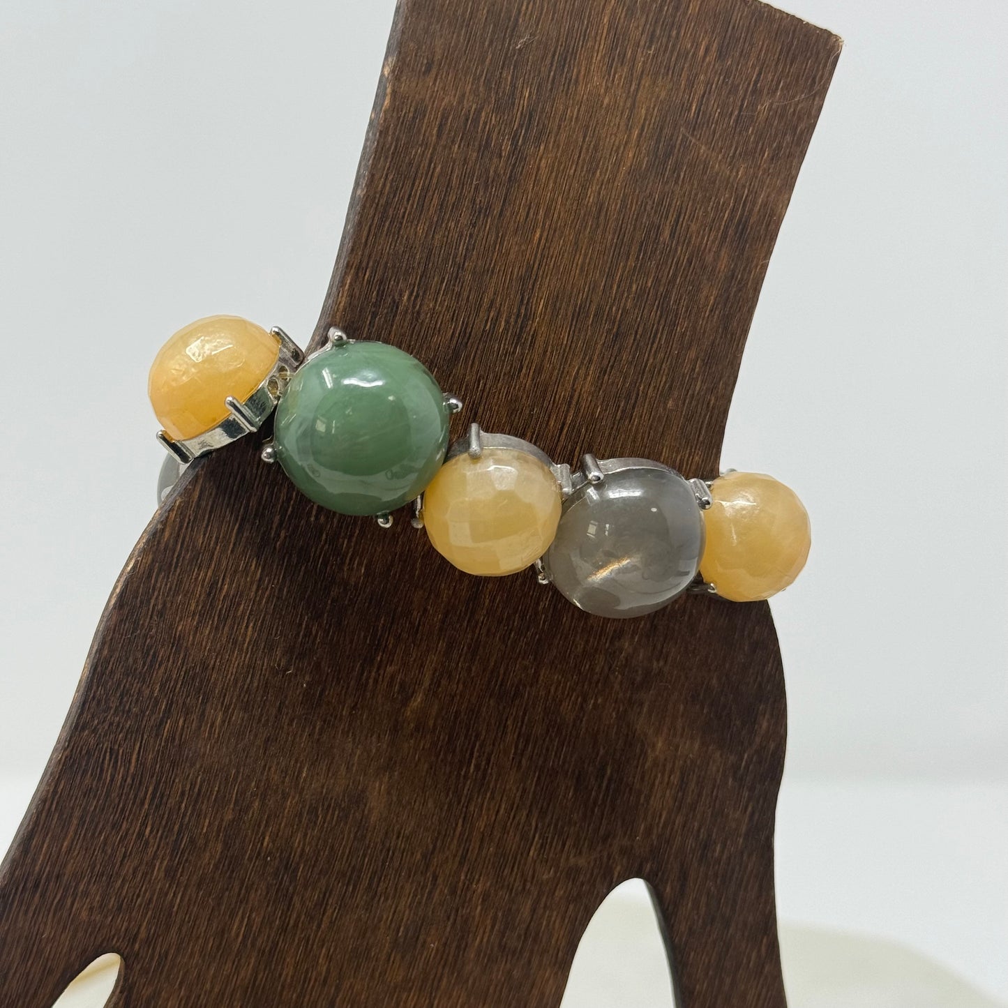Bracelet Boho Segmented Metalwork Bauble Links Bangle 7 in Costume Jewelry