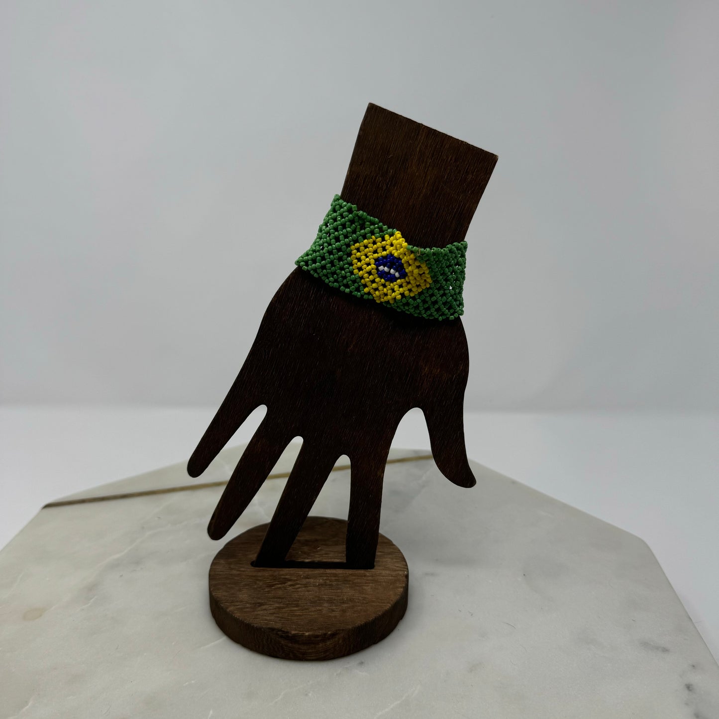 Bracelet Brazil Multi-Layer Seed Beaded Cuff Flag 6.5 in Fashion Jewelry