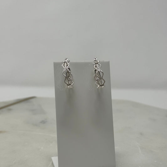 New Shiela Rose Silver Sparkle Hoop Stud Earrings