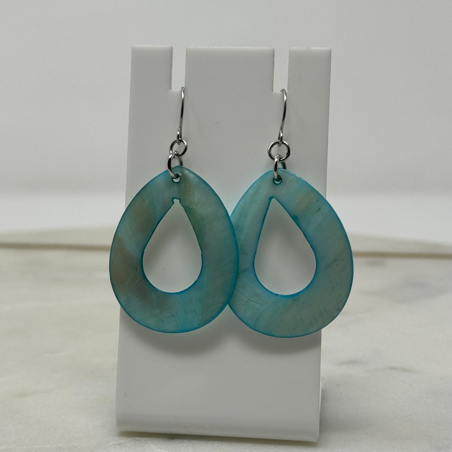 Blue Shell Teardrop Dangle Hook Earrings
