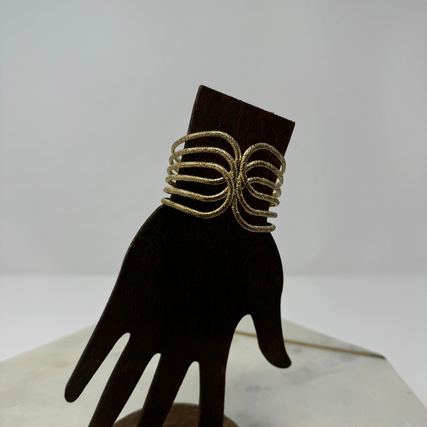 Gold Statement Cuff Bracelet Elegant Art Deco, Openwork Design, Adjustable Women’s Jewelry