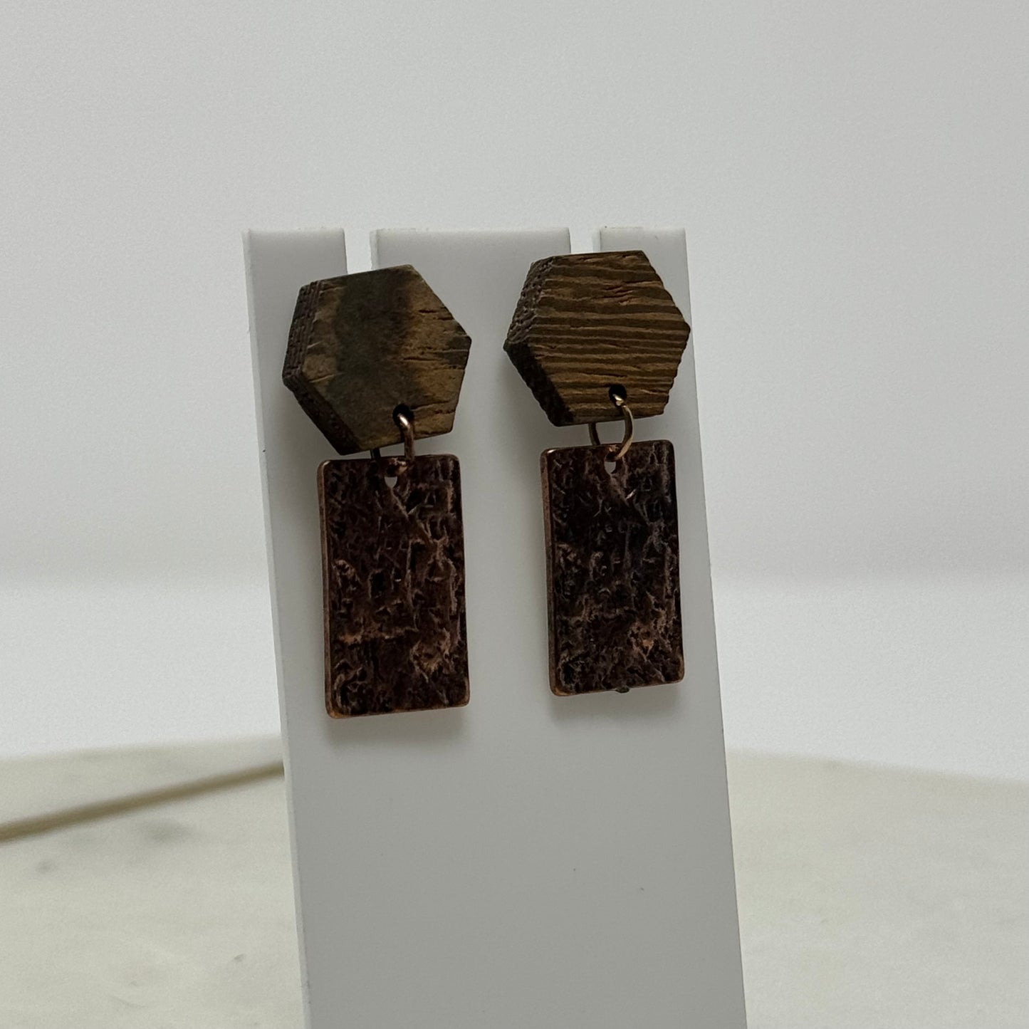 Boho Dual Material Tribal Dangle Post Earrings