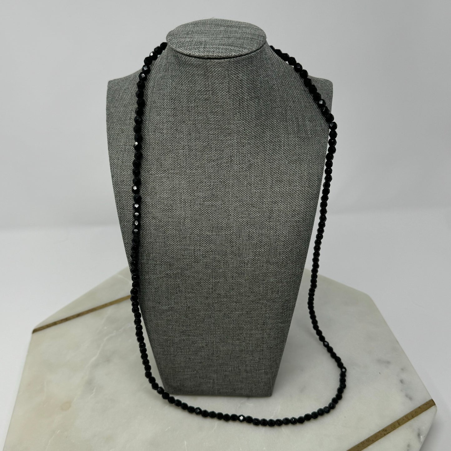 Necklace Elegant Statement Black Beaded Glass Strand 34 in Fashion Jewelry