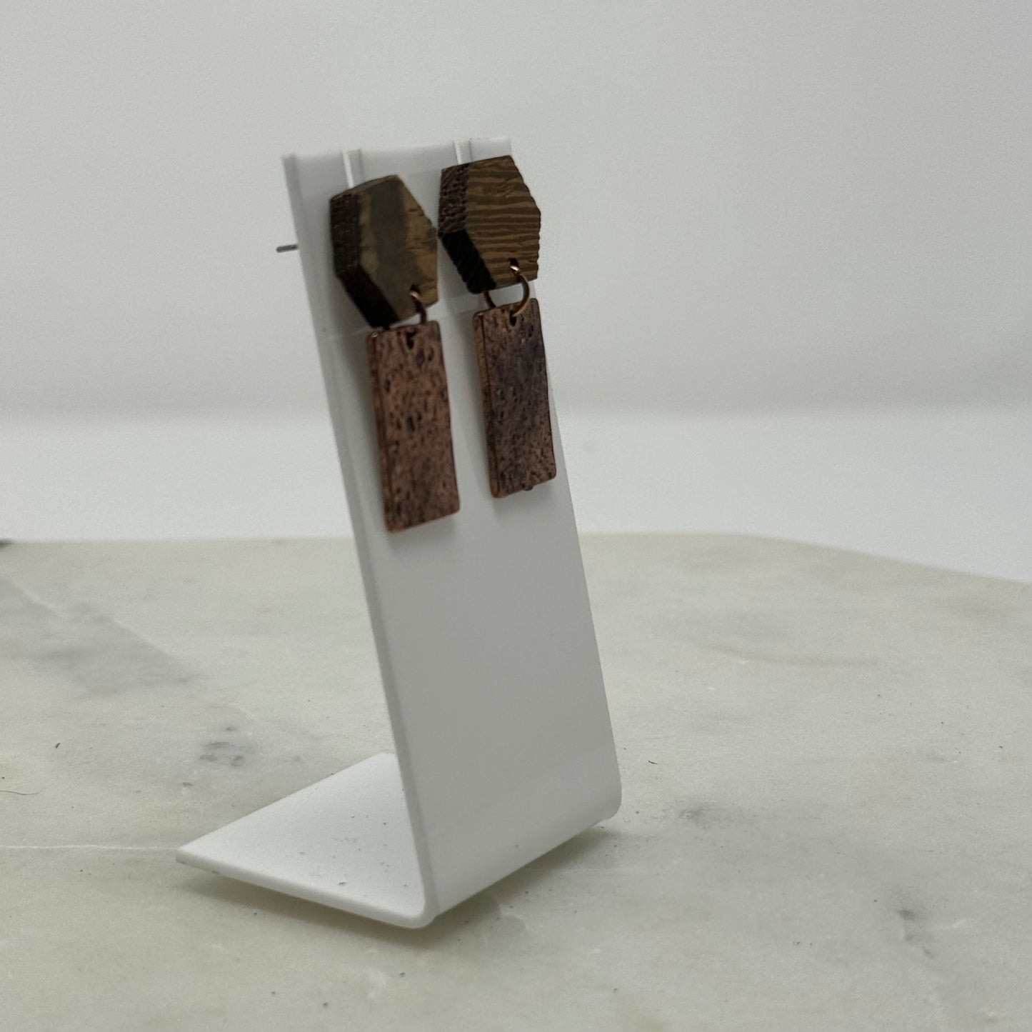 Boho Dual Material Tribal Dangle Post Earrings