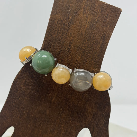 Bracelet Boho Segmented Metalwork Bauble Links Bangle 7 in Costume Jewelry