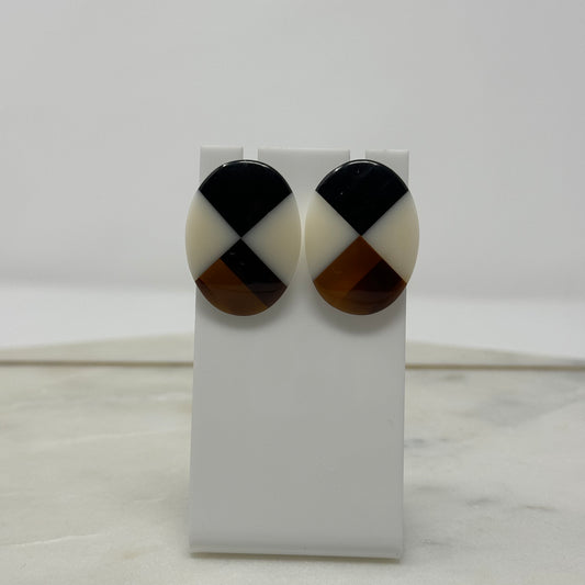 Vintage Oval Split Design Post Earrings