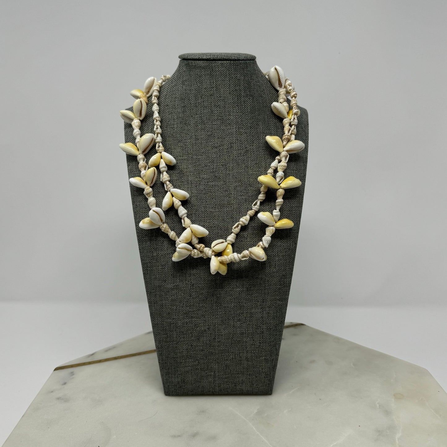 Boho Beach Shell Necklace with Cowrie & Cone Shells - Handmade Multi-Strand Statement Jewelry