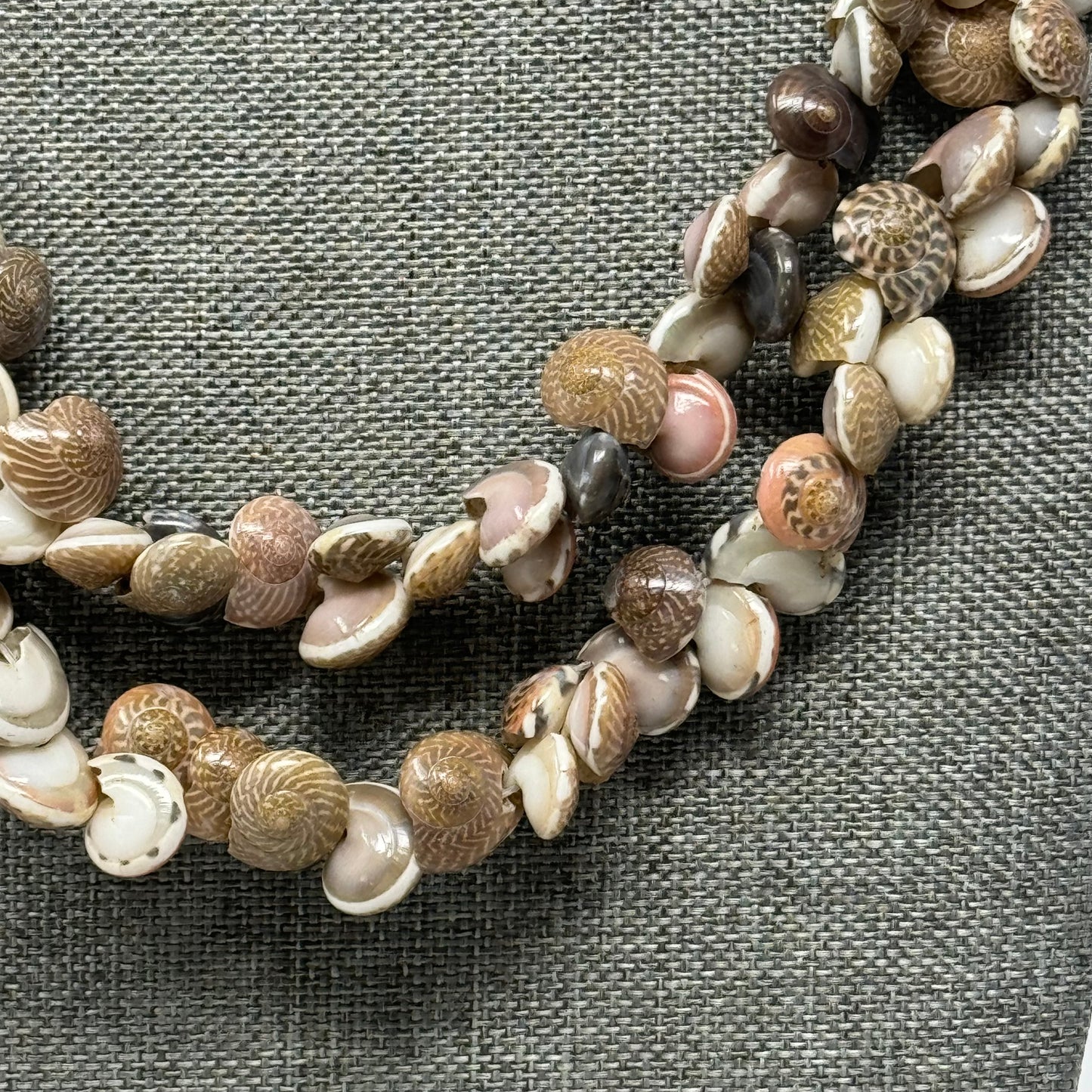 Boho Multi-Strand Shell Necklace Natural & Pink Tones - Handmade Beach Statement Jewelry