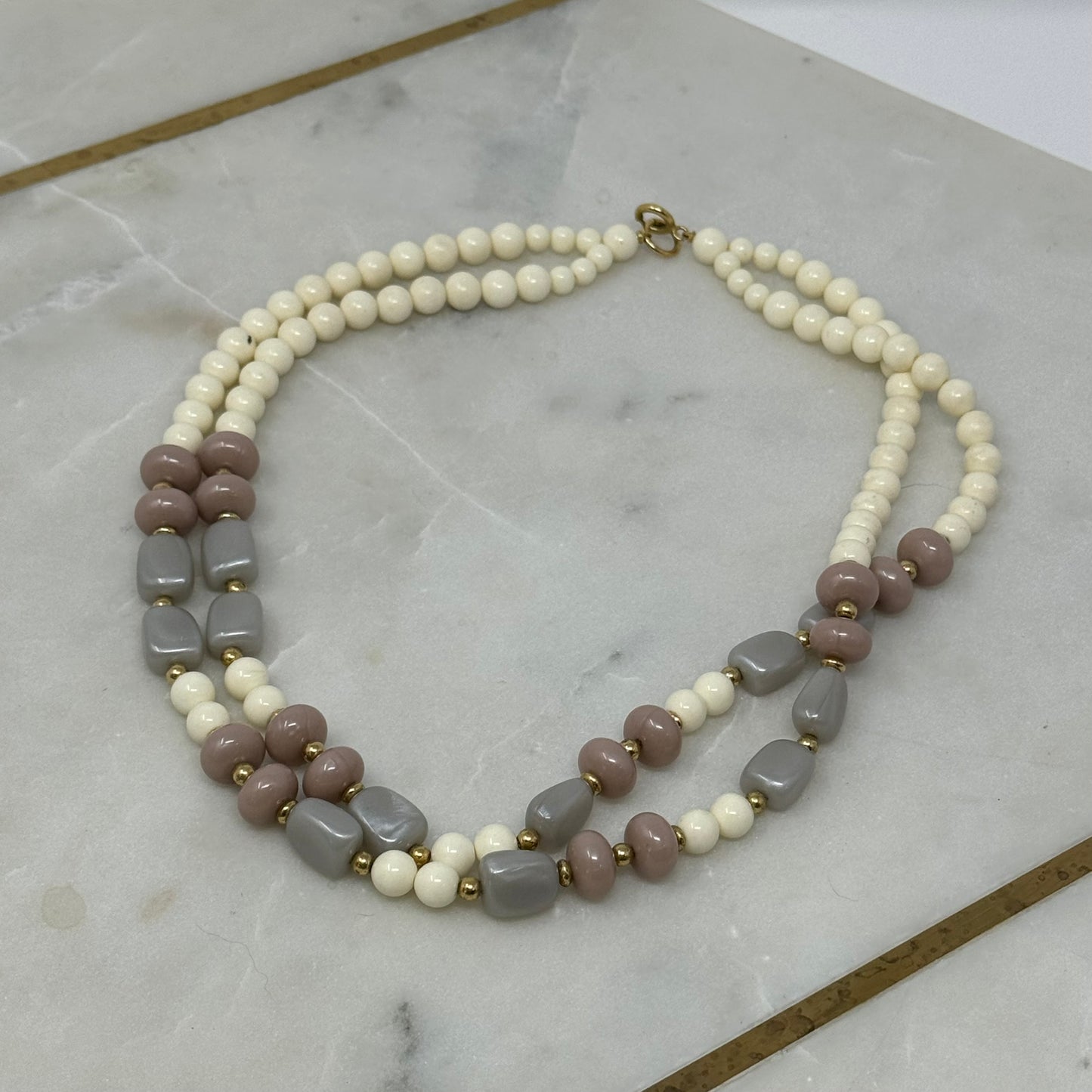 Womens Necklace Boho Statement Double Beaded Strands 18 in Costume Jewelry