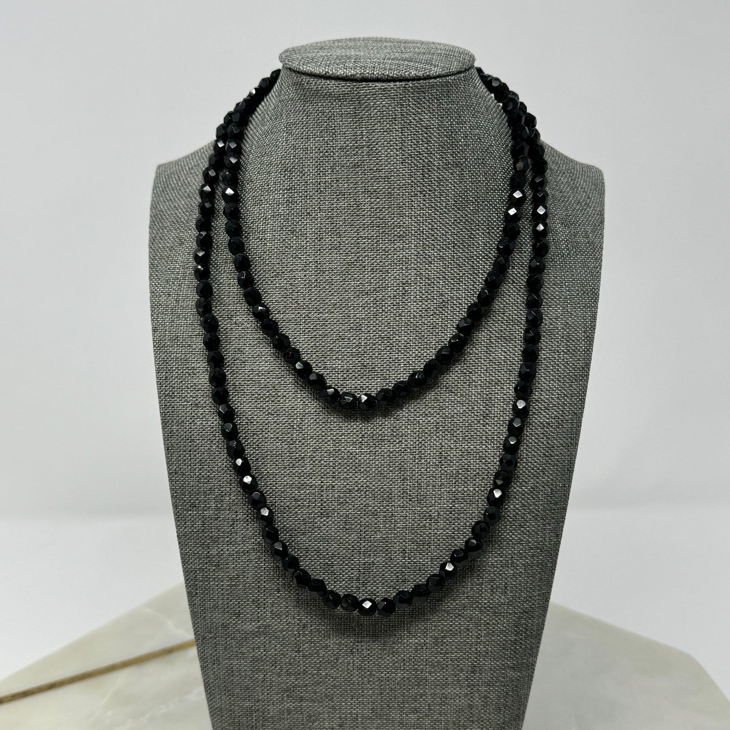 Necklace Elegant Statement Black Beaded Glass Strand 34 in Fashion Jewelry