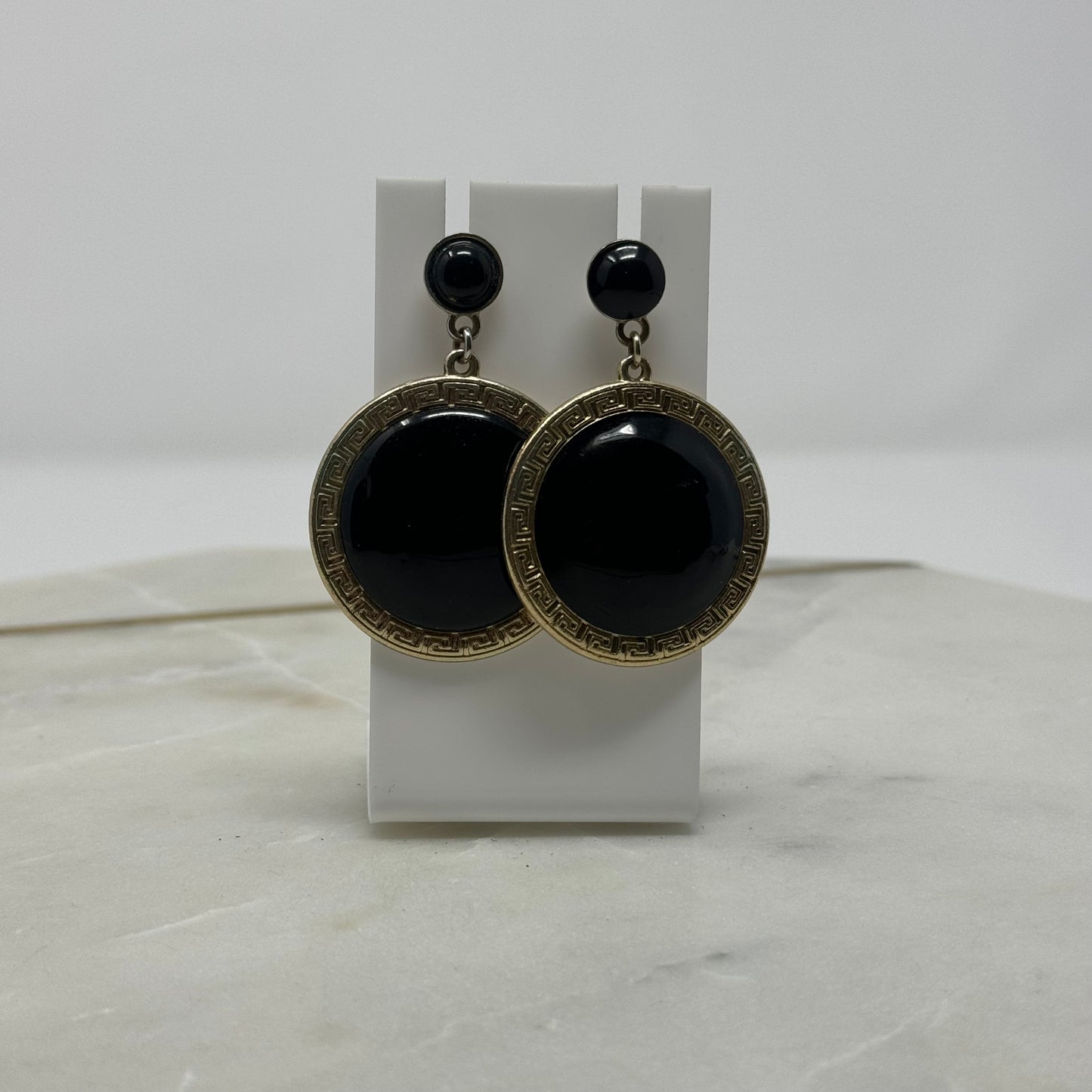 Bold Gold & Black Boho Tribal Dangle Earrings