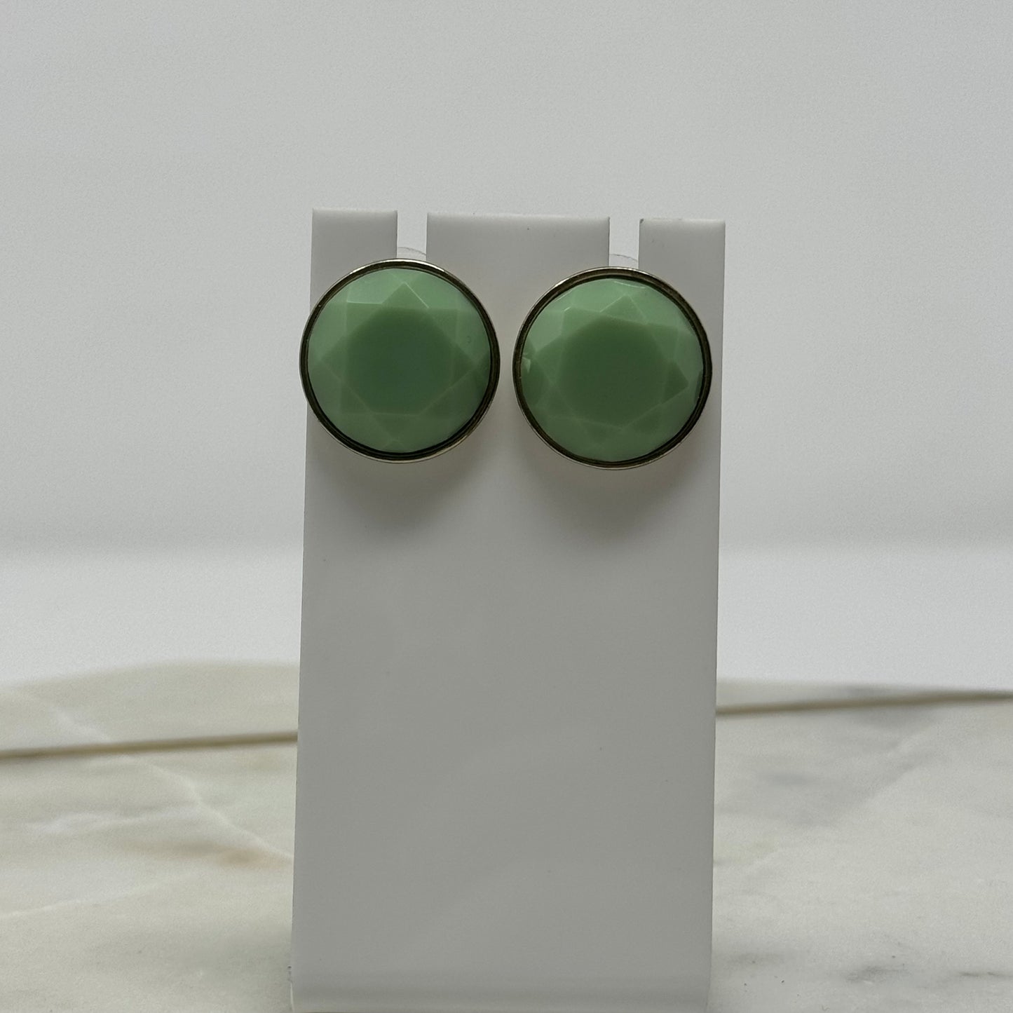 Boho Tribal Mint Faceted Gem Post Earrings