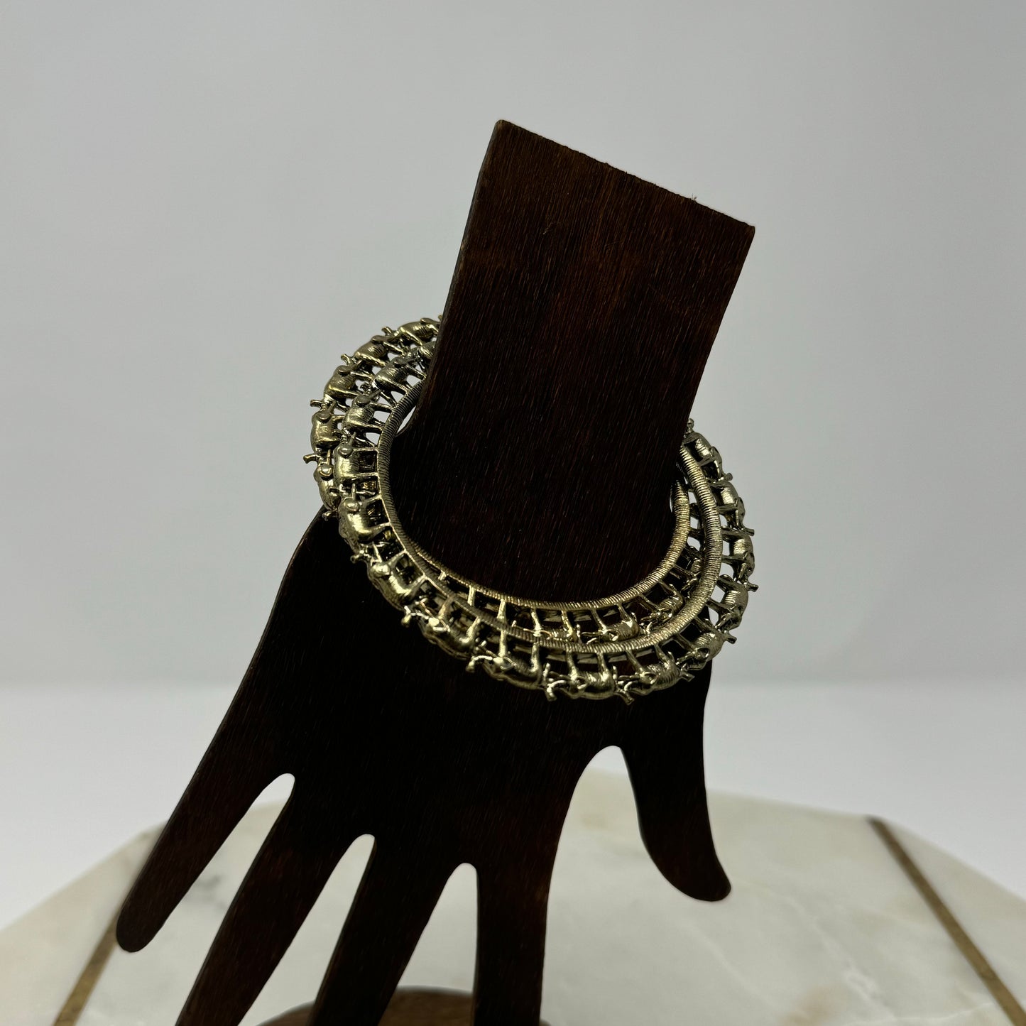 Intricate Brass Bangle Bracelet Set Boho Chic Statement Tribal Jewelry