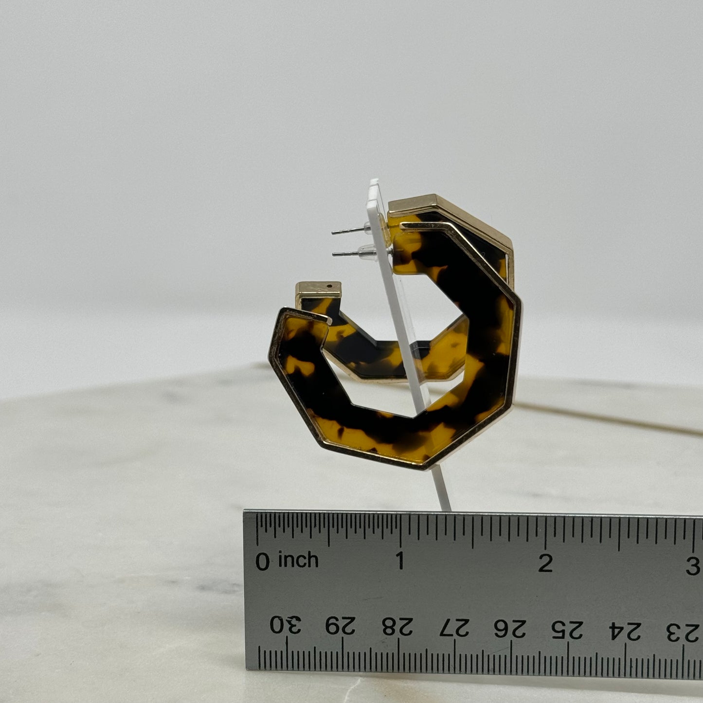 Gold Hexagon Hoop Earrings