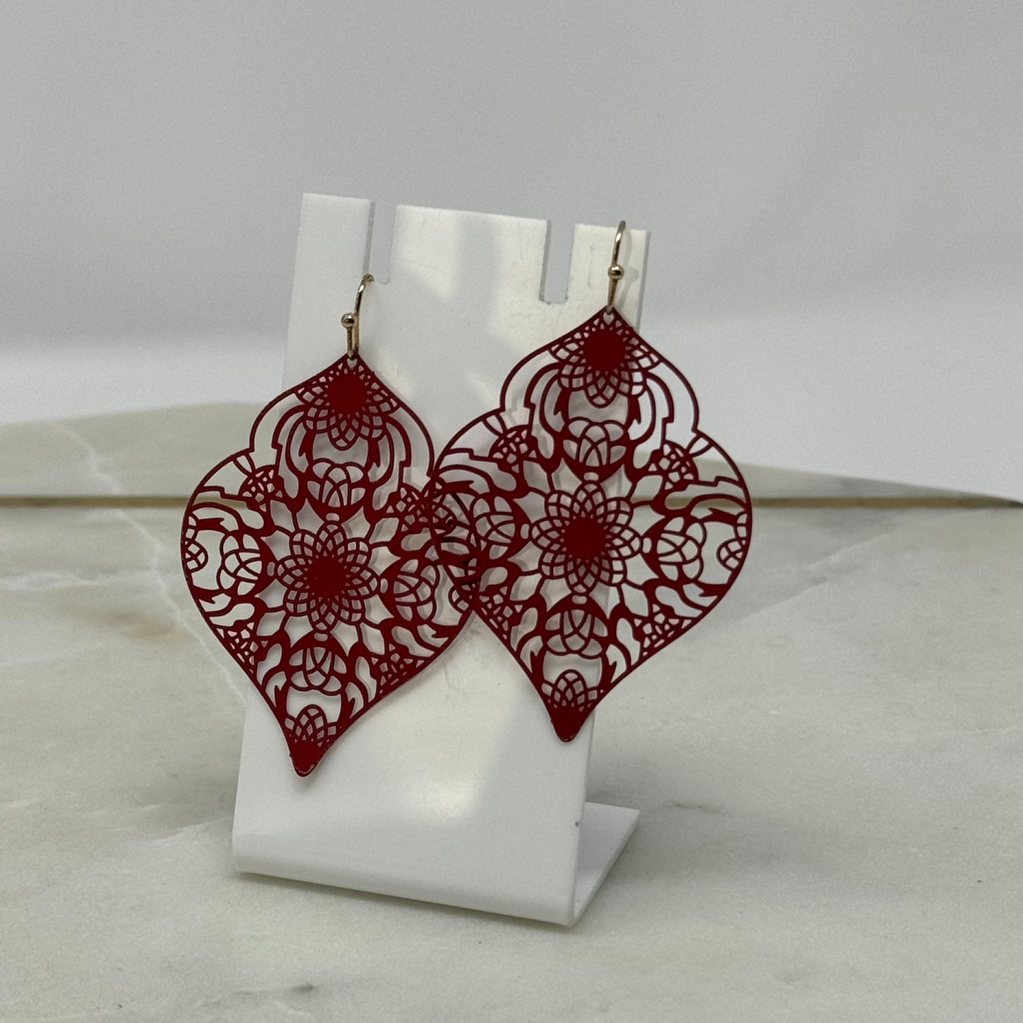 Earrings Boho Southwest Intricate Scalloped Dangles 2.5 in Drop Hook Costume Jewelry