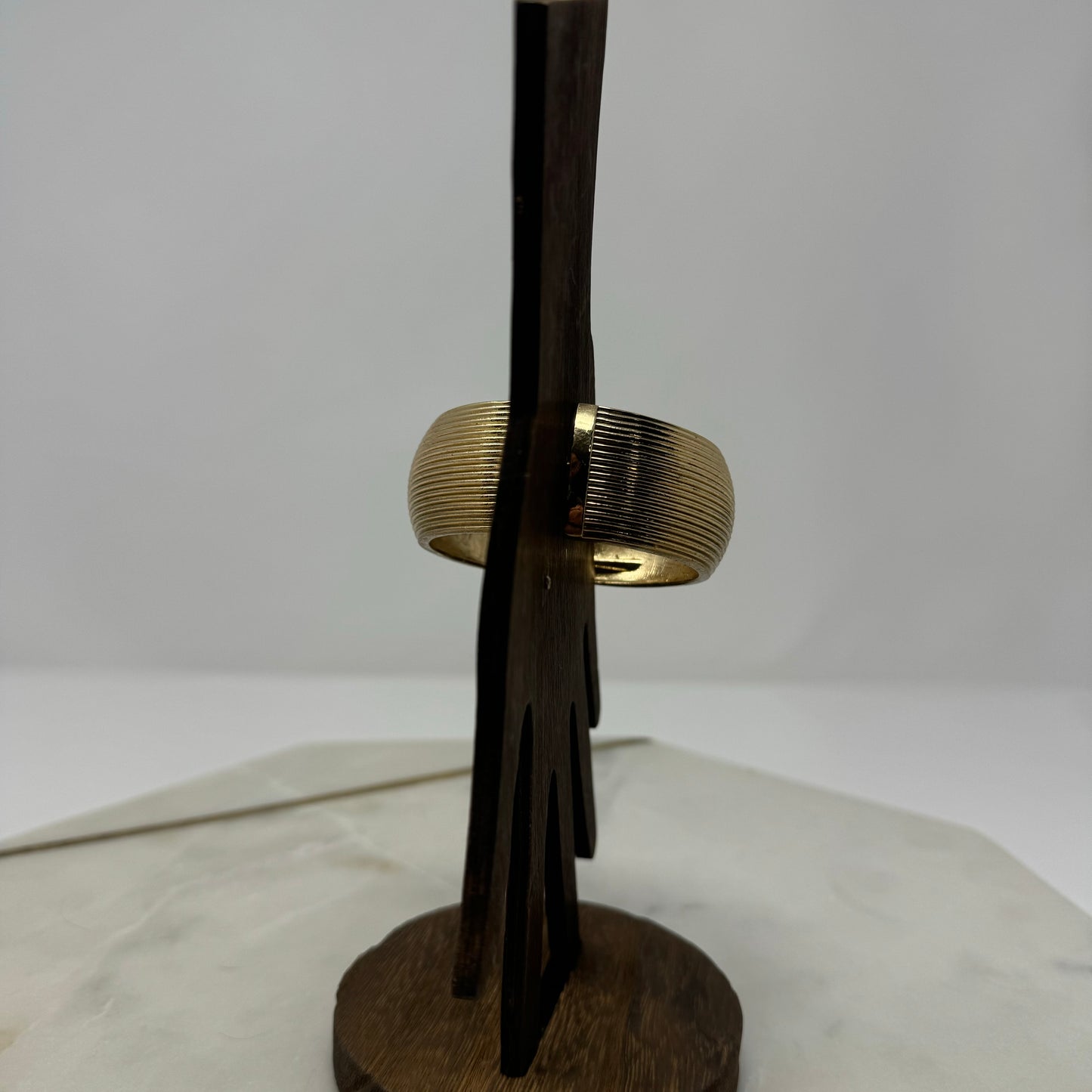 Gold Tone Wide Cuff Bracelet Textured Retro Glam Elegant Minimalist Design