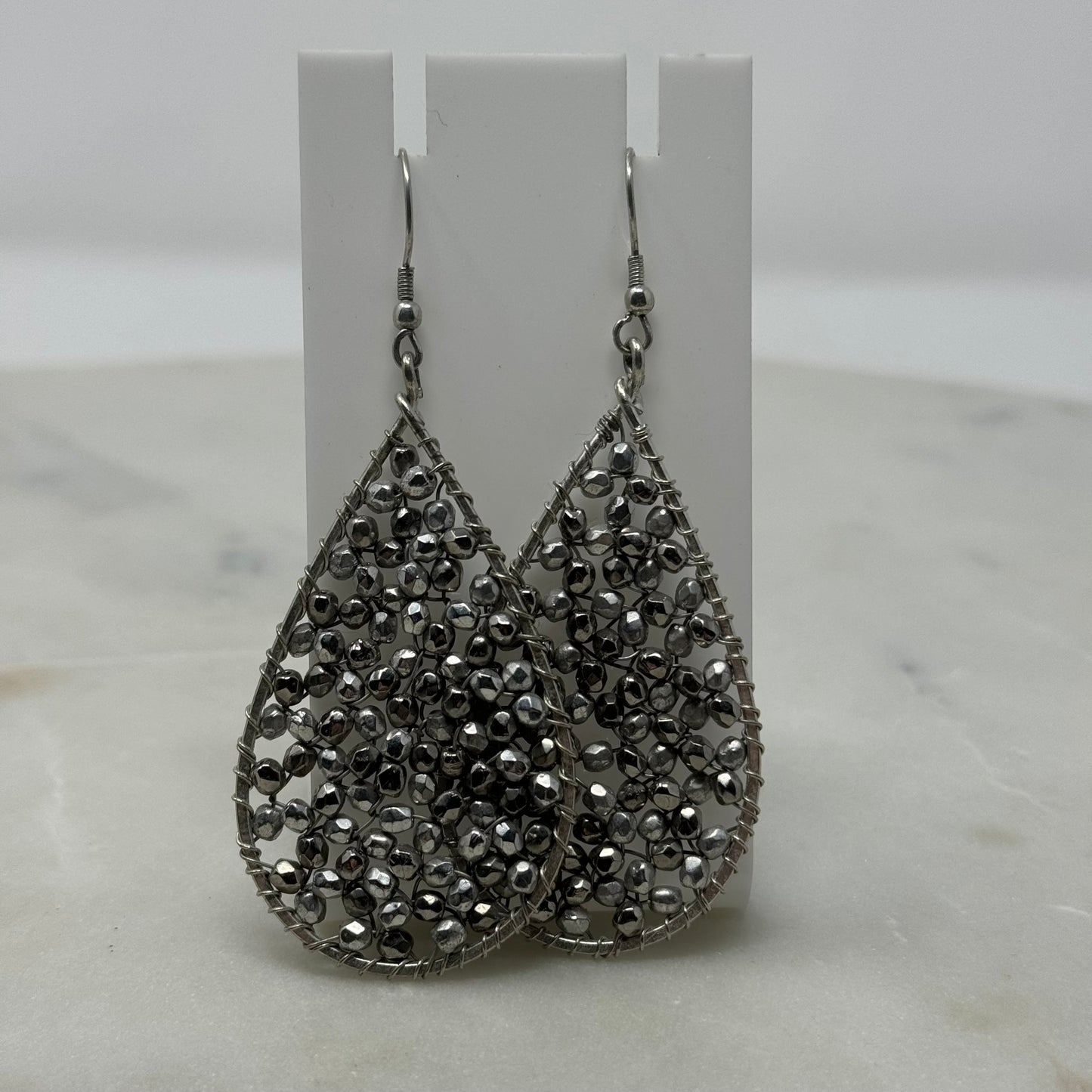 Sparkle Beaded Teardrop Hook Earrings
