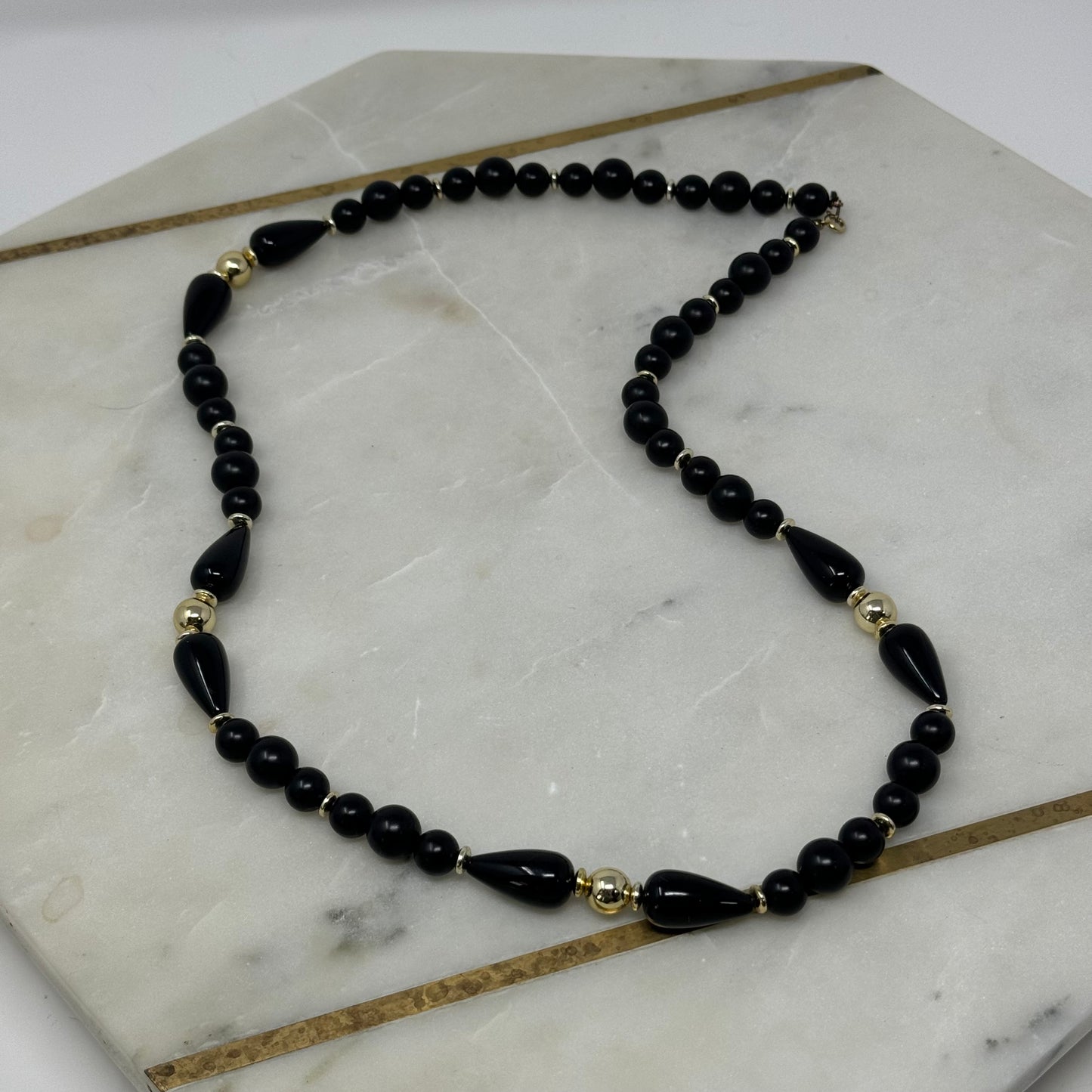 Necklace Retro Statement Black Beaded Strand 28 in Fashion Jewelry