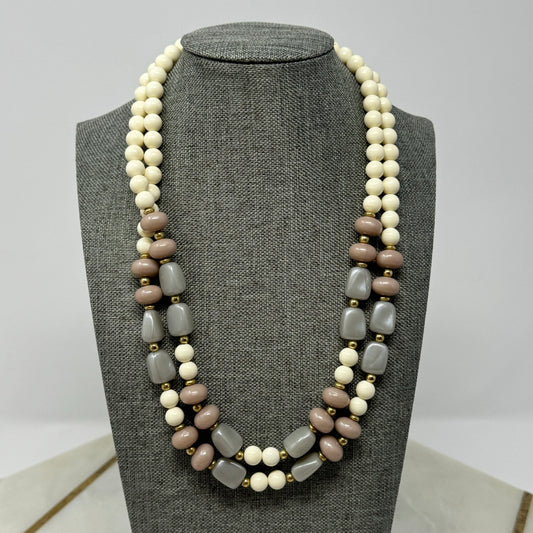 Womens Necklace Boho Statement Double Beaded Strands 18 in Costume Jewelry