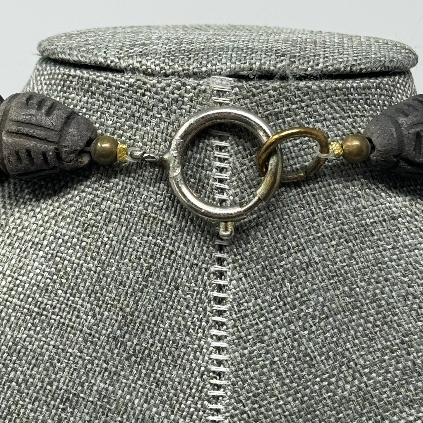 Necklace Boho Southwest Artesian Natural Black & Beige Beaded 18 in