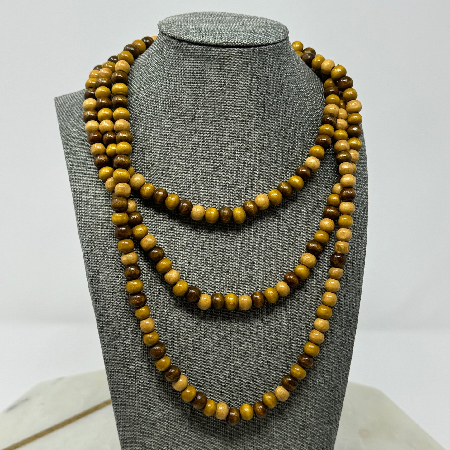 Boho Wood Beaded Necklace  Brown Tones Handmade Natural Statement Jewelry Multi-Style