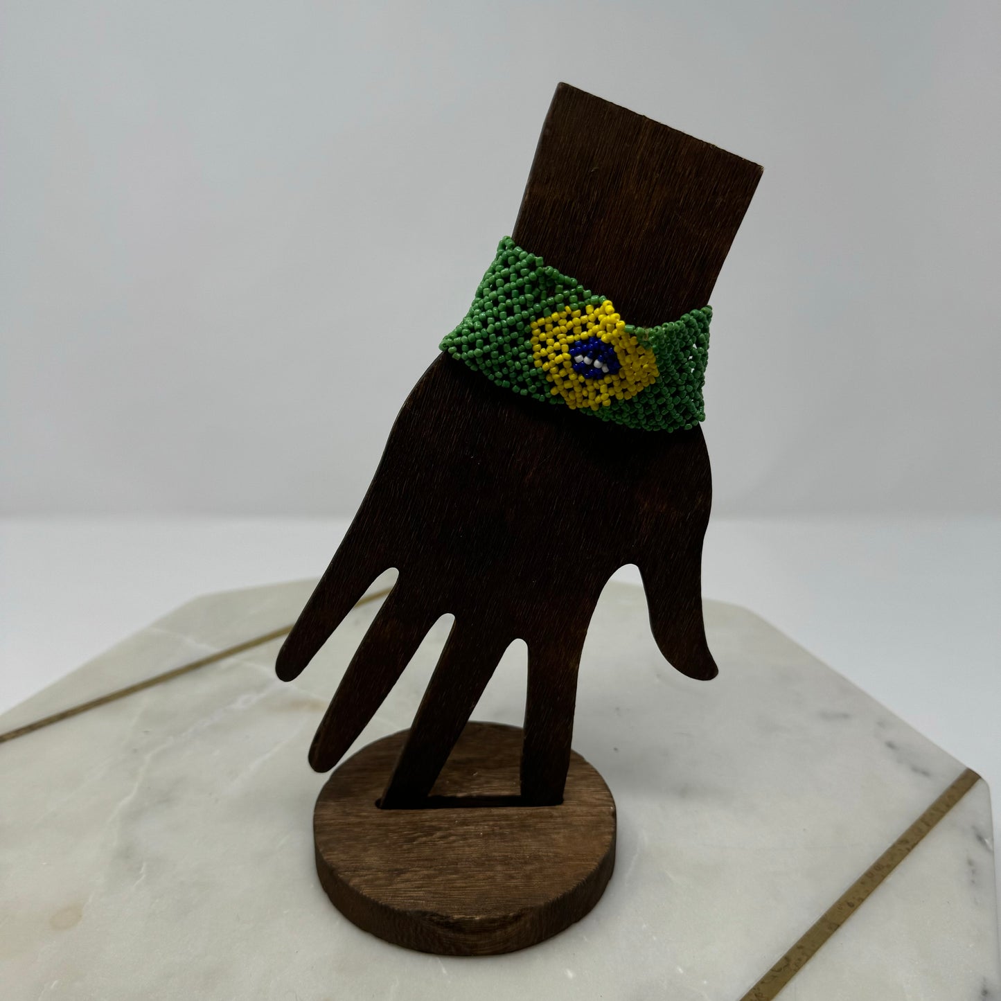 Bracelet Brazil Multi-Layer Seed Beaded Cuff Flag 6.5 in Fashion Jewelry