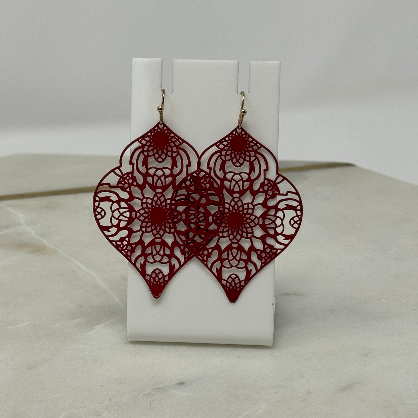 Earrings Boho Southwest Intricate Scalloped Dangles 2.5 in Drop Hook Costume Jewelry