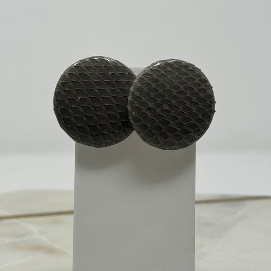 Boho Large Round Leather Post Earrings