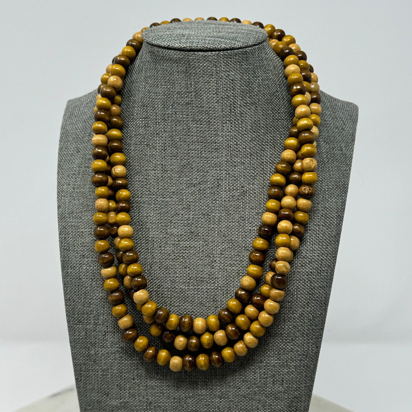 Boho Wood Beaded Necklace  Brown Tones Handmade Natural Statement Jewelry Multi-Style