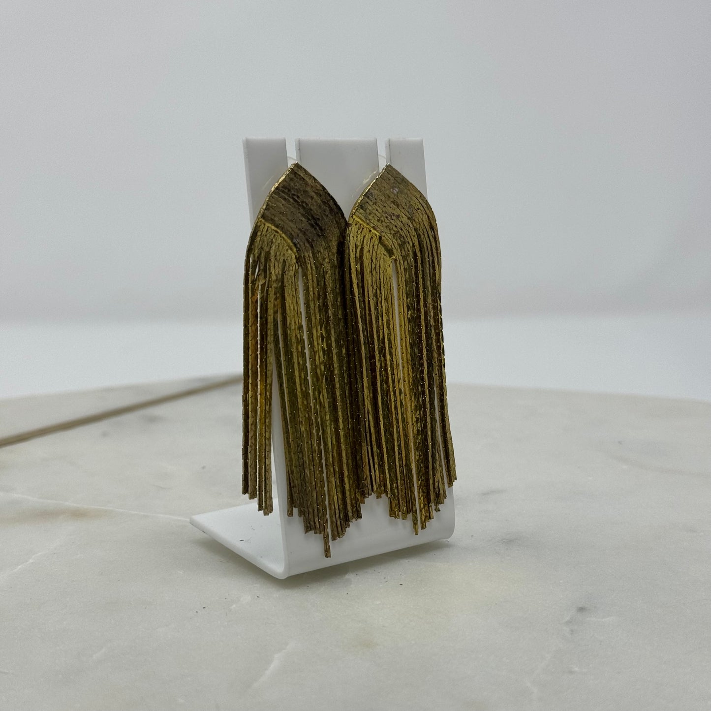 Gold Boho Metal Fringe Statement Earrings