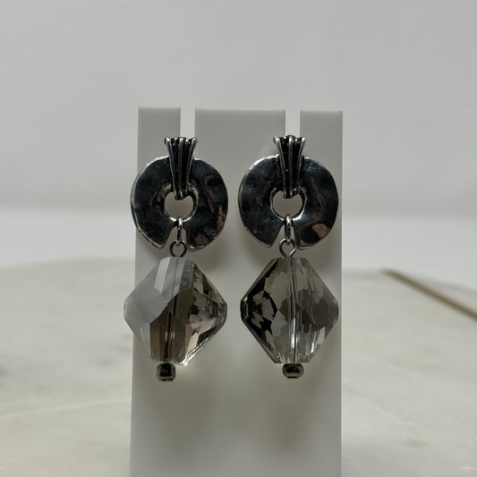 Faceted Glass Crystal Stud Dangle Earrings