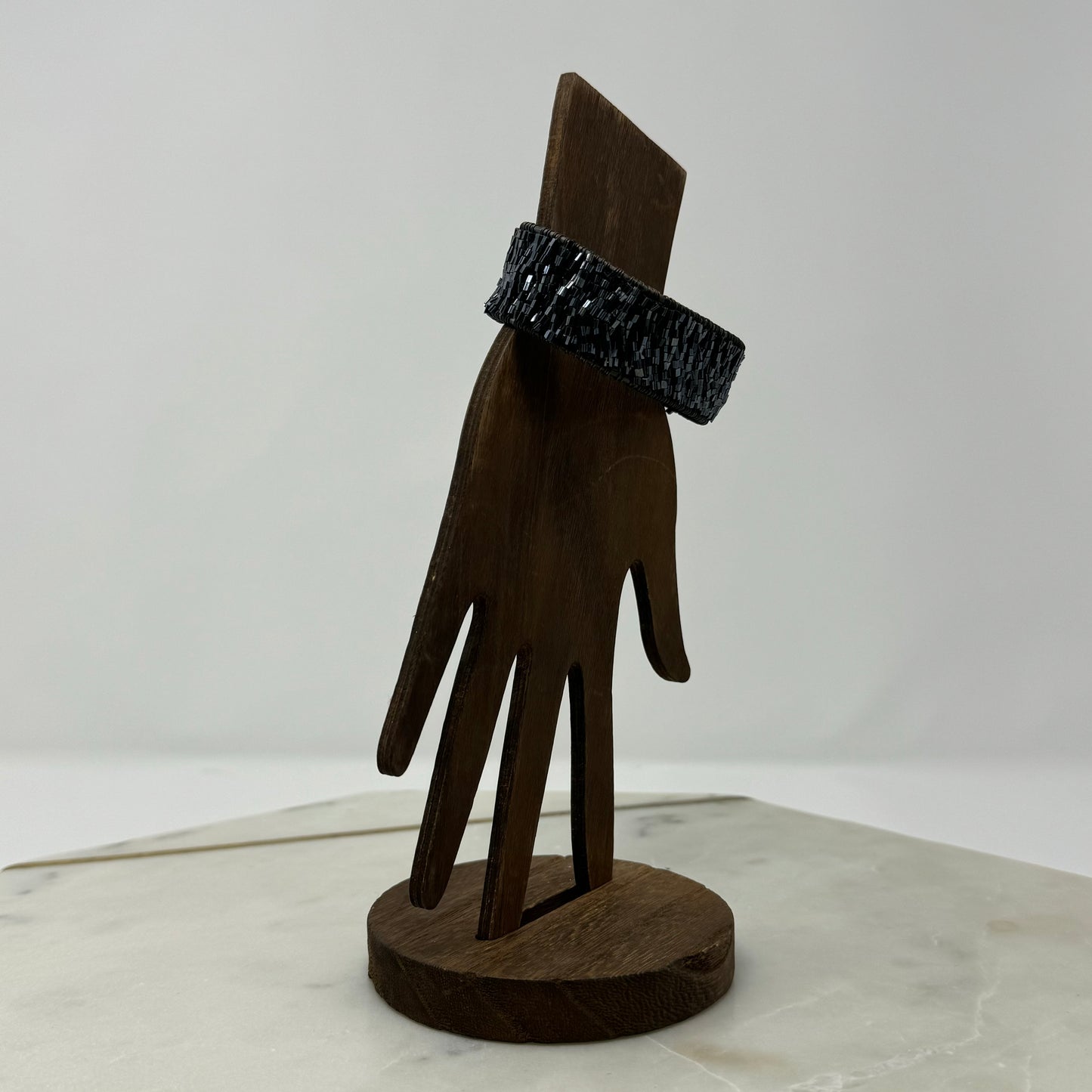 Dark Blue Beaded Cuff Bracelet