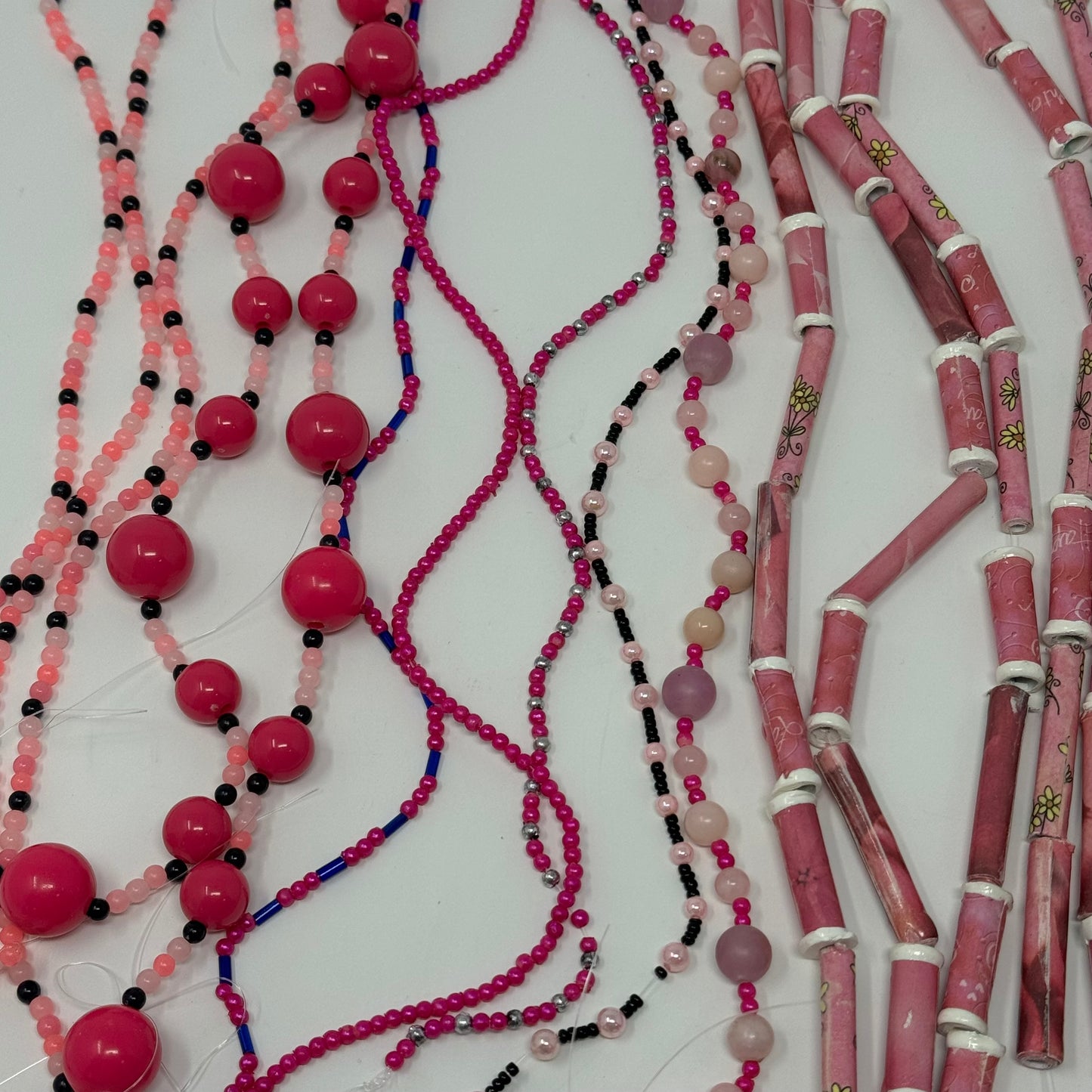 Reclaimed Pink Beads Assortment Vibrant Mixed Beads for Crafting & Jewelry Making Eco-Friendly Supplies