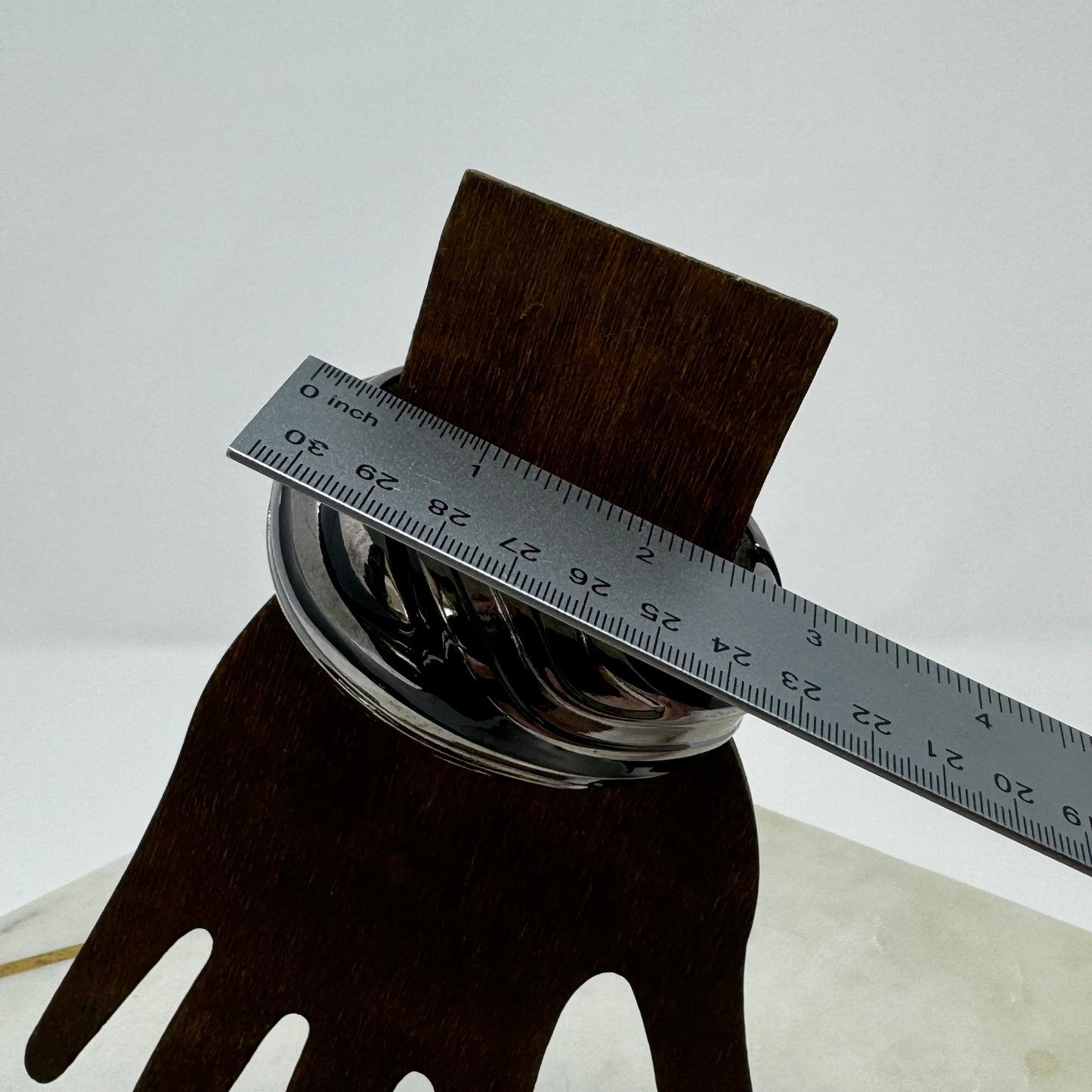Bold Metallic Bangle Bracelet, Sleek Modern Wave Design, Statement Jewelry