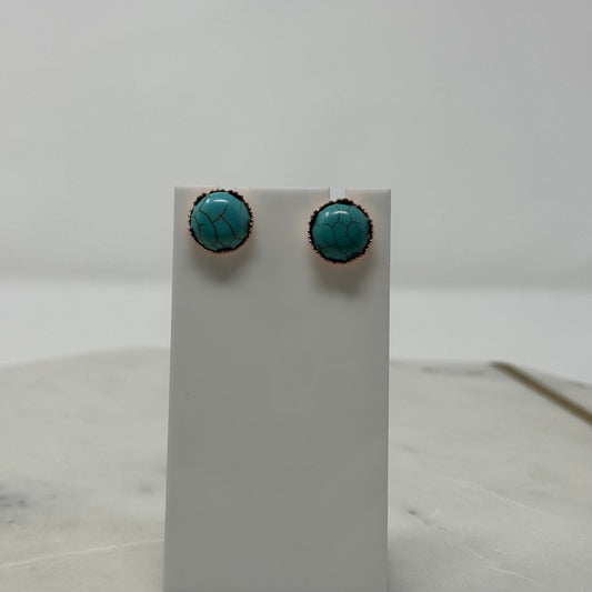 New Boho Turquoise & Rose Gold Stud Earrings
