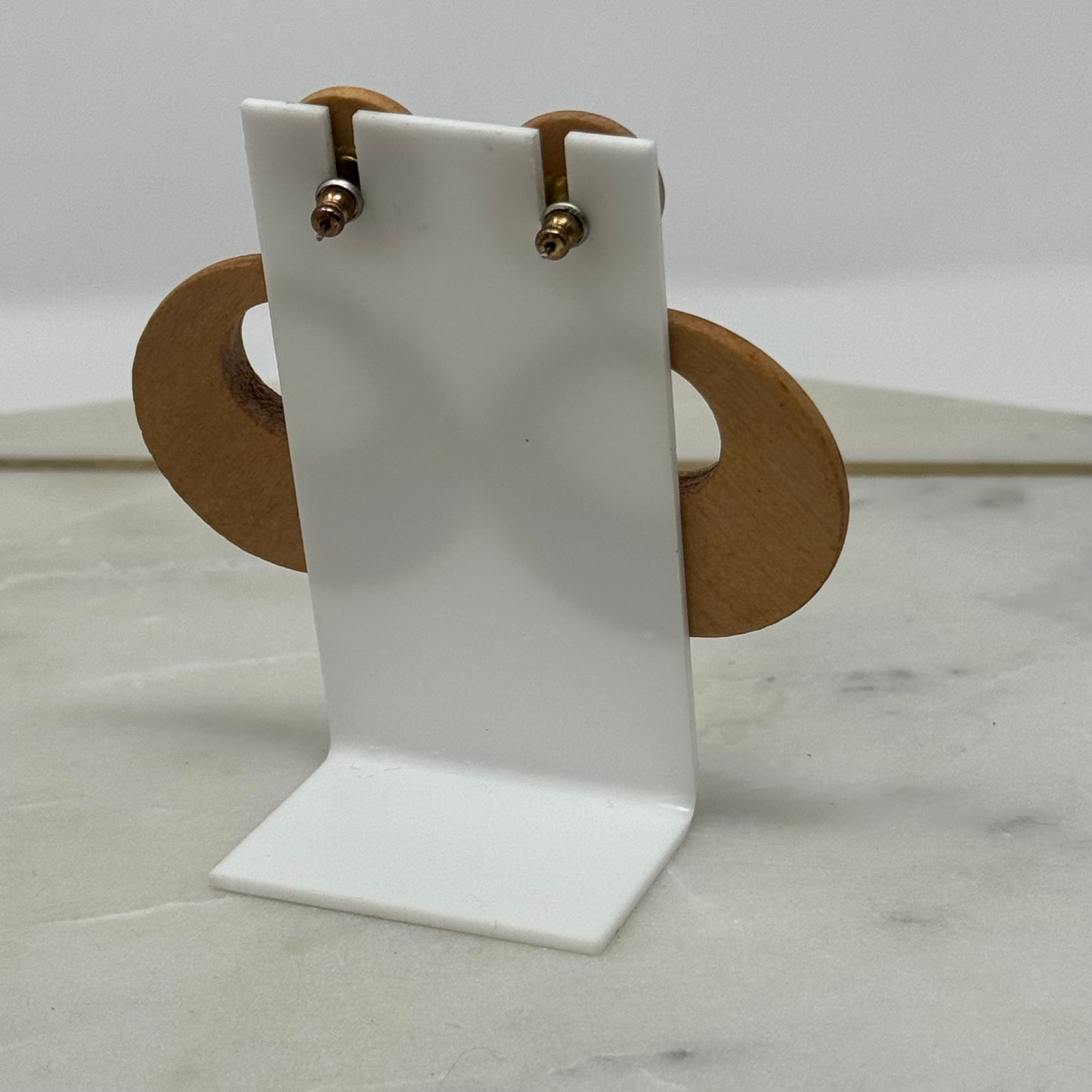 Earrings Boho Wood Dangles Round Stud 2.5 Inch Drop Pierced Ears