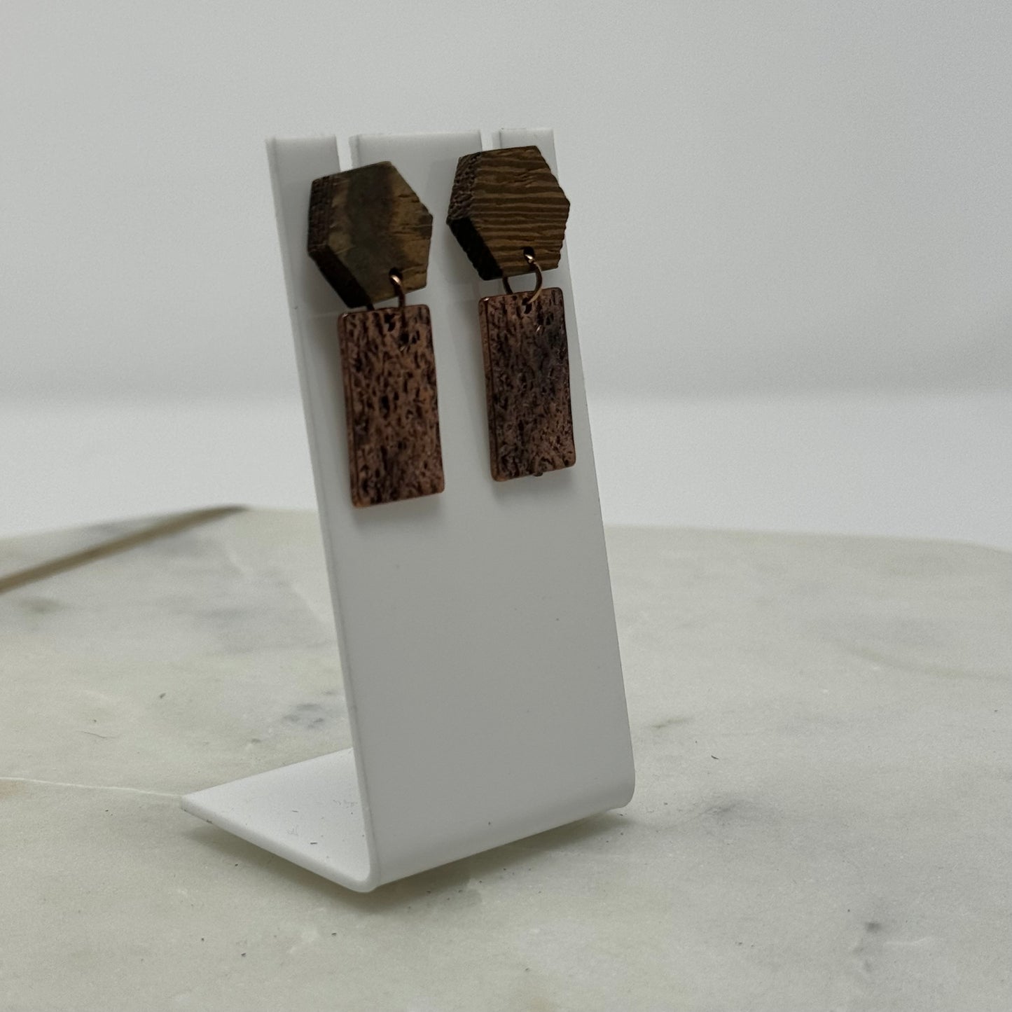 Boho Dual Material Tribal Dangle Post Earrings