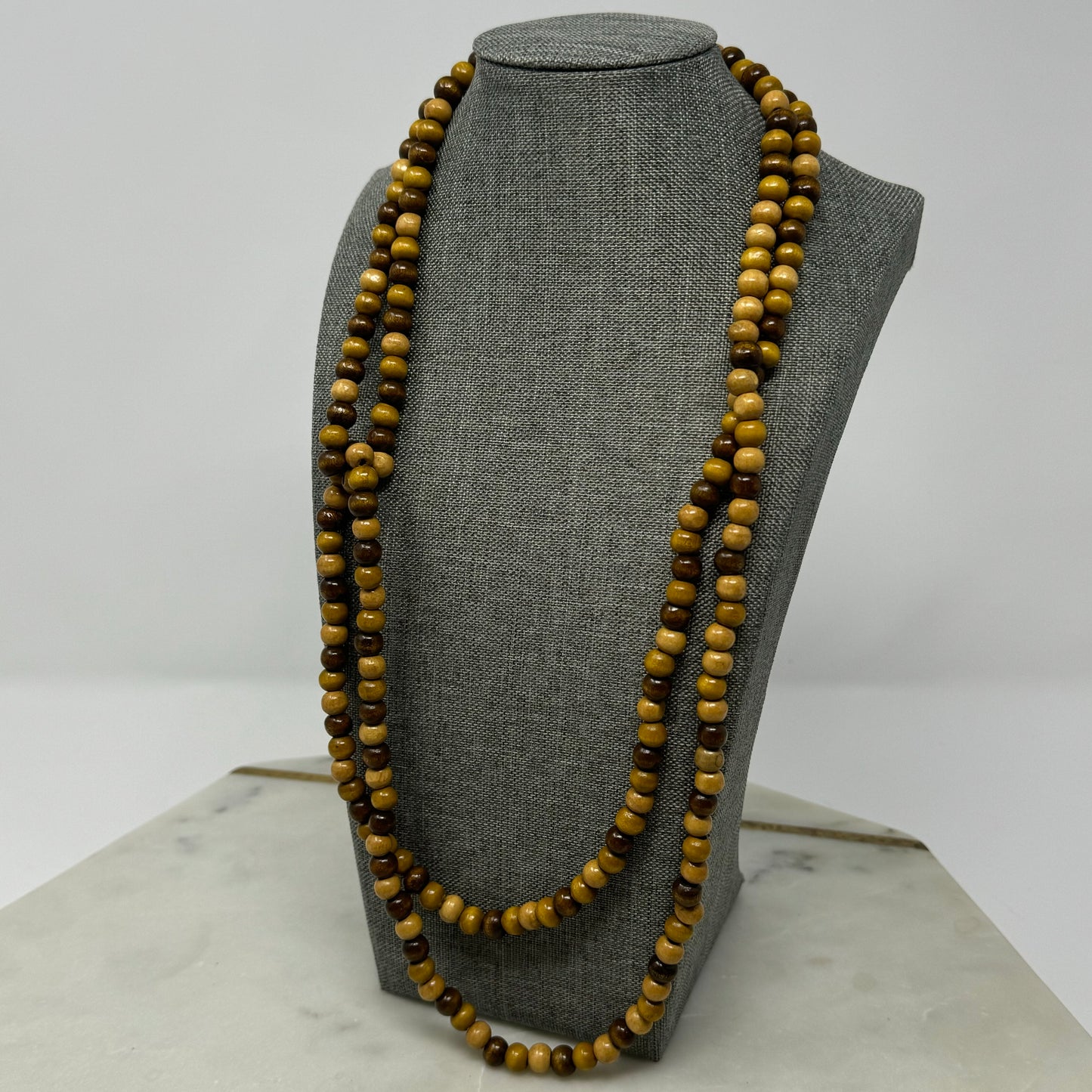 Boho Wood Beaded Necklace  Brown Tones Handmade Natural Statement Jewelry Multi-Style