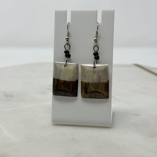 Two-Tone Stone Drop Dangle Hook Earrings