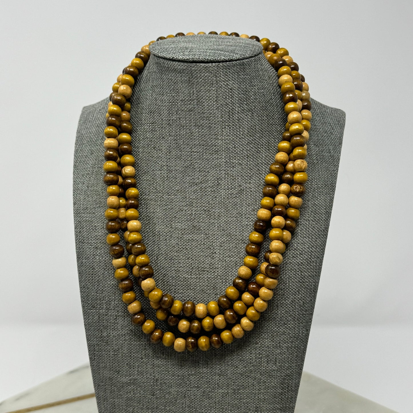 Boho Wood Beaded Necklace  Brown Tones Handmade Natural Statement Jewelry Multi-Style