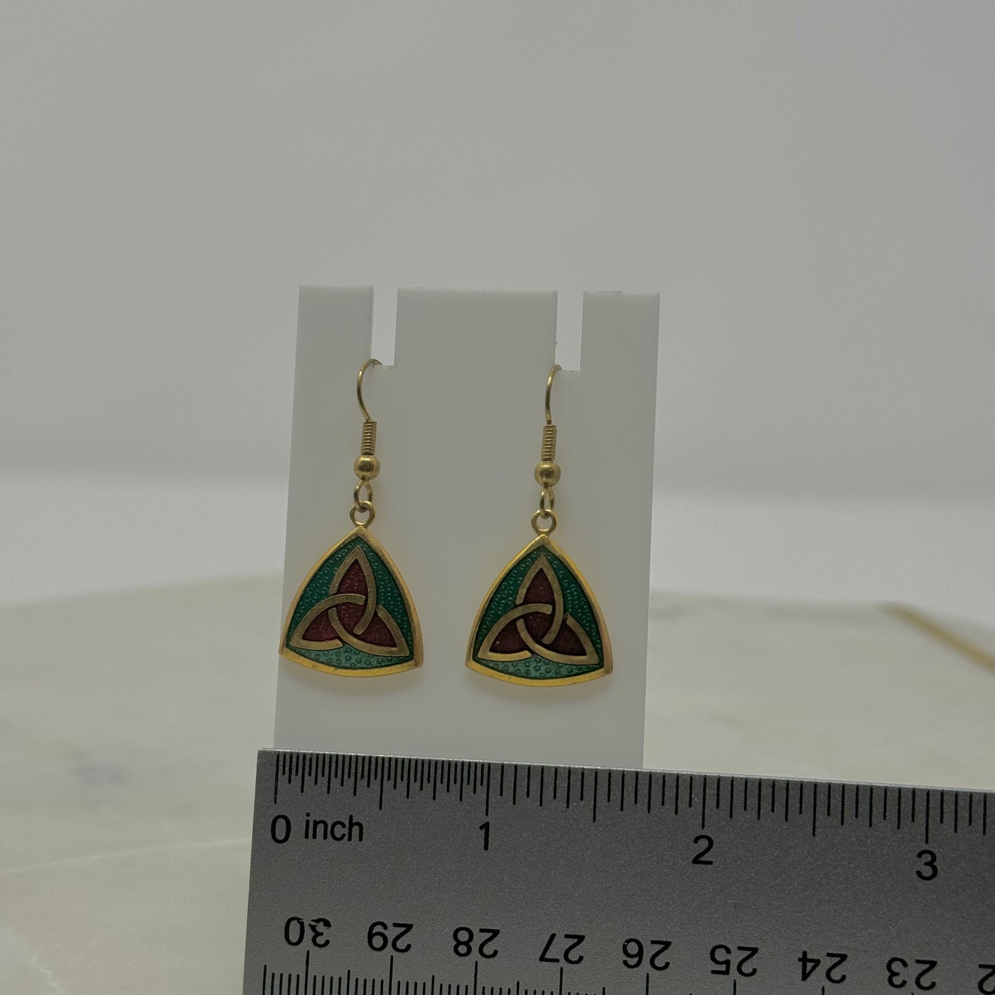 Celtic Sea Gems Enamel Dangle Gold Hook Earrings