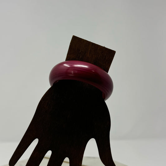 Maroon Wood Bangle Bracelet - Retro 80s Bold Statement Jewelry, Fashion Accessory