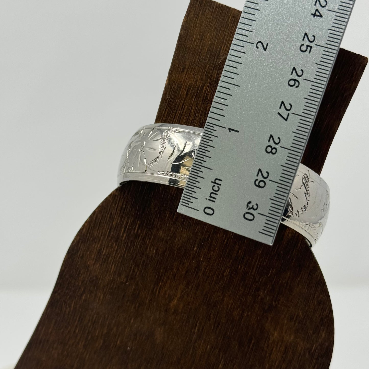 Vintage Engraved Silver Bangle Bracelet, Handcrafted Artisan, Minimalist Design