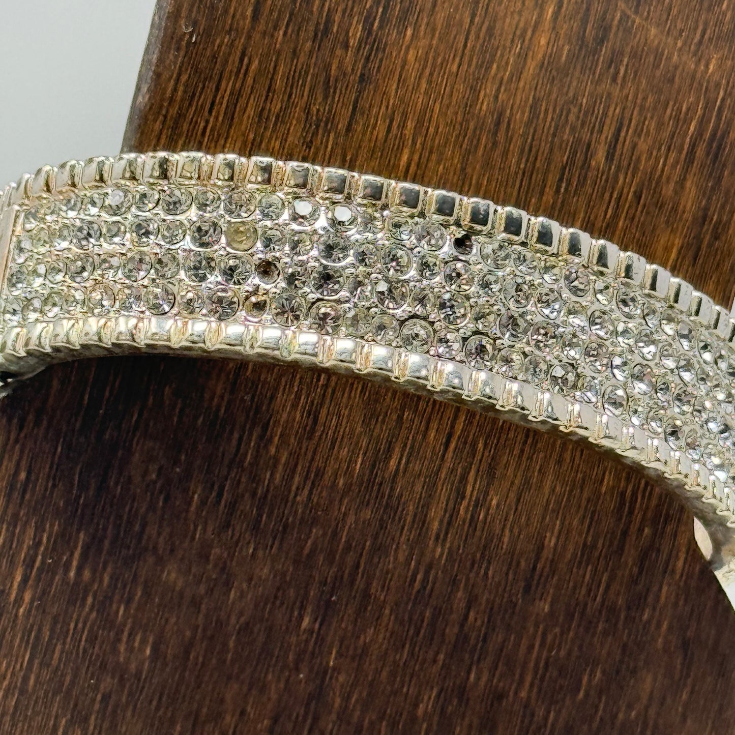 Sparkling Silver Rhinestone Bracelet, Elegant Statement Jewelry, Glamorous Fashion Accessory