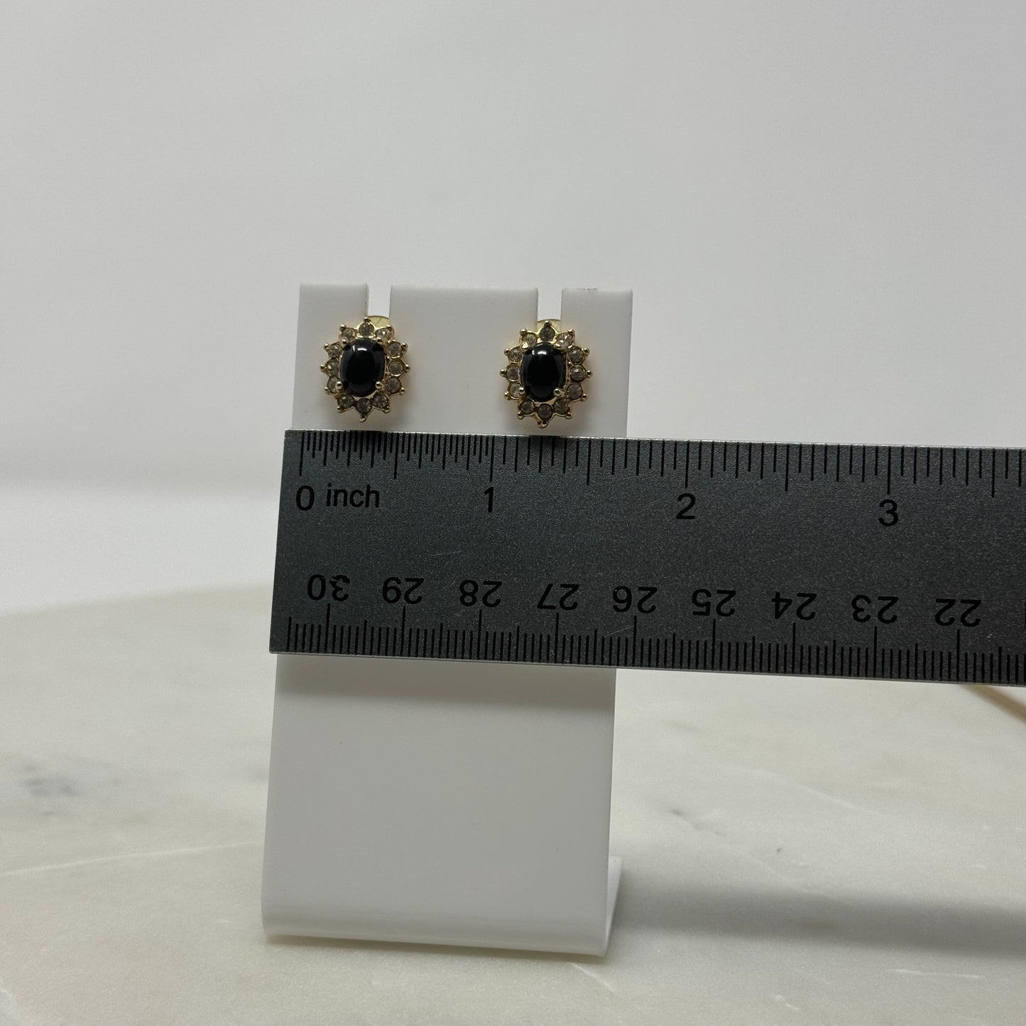 Black & Gold Real Gem Stud Earrings