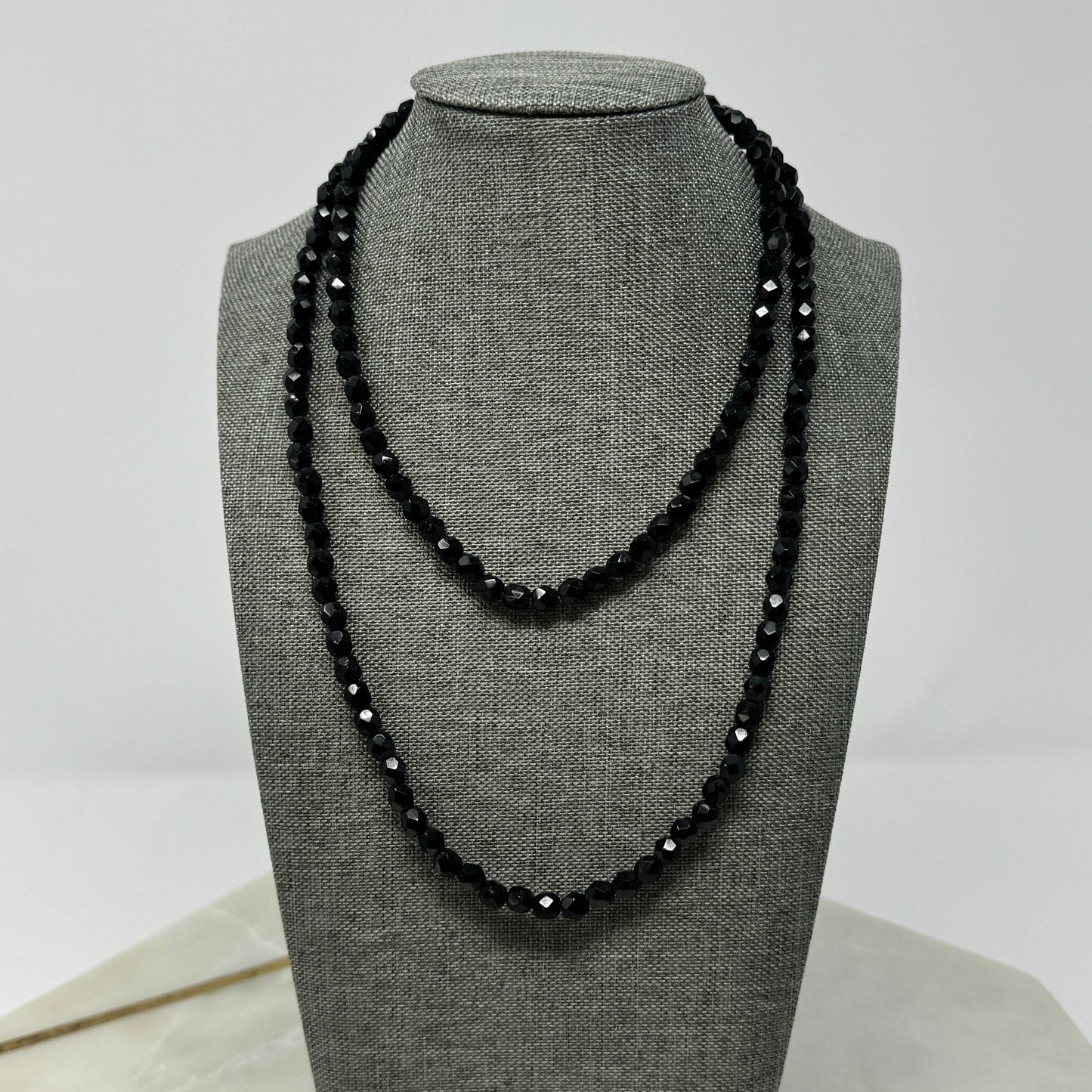 Necklace Elegant Statement Black Beaded Glass Strand 34 in Fashion Jewelry